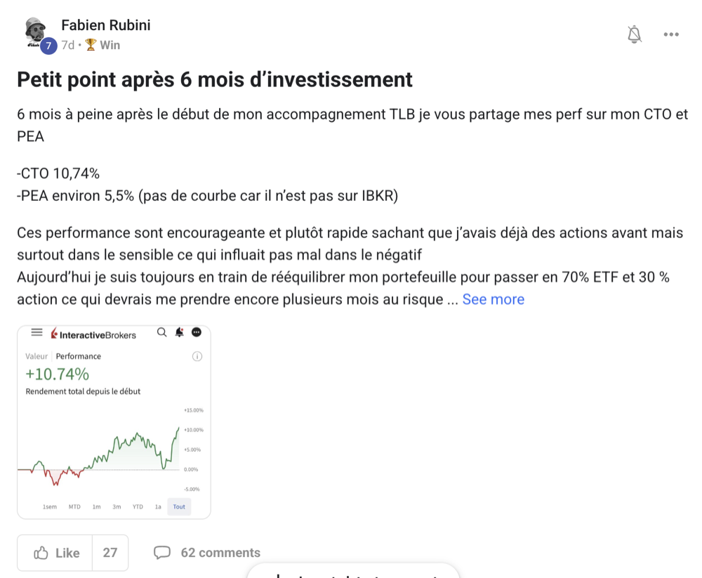 Post Fabien Rubini - +10,74% CTO apres 6 mois