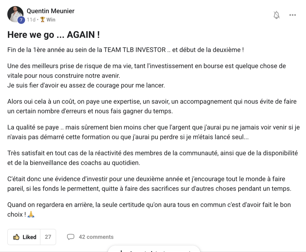 Post Quentin Meunier - debut de la 2e annee TLB